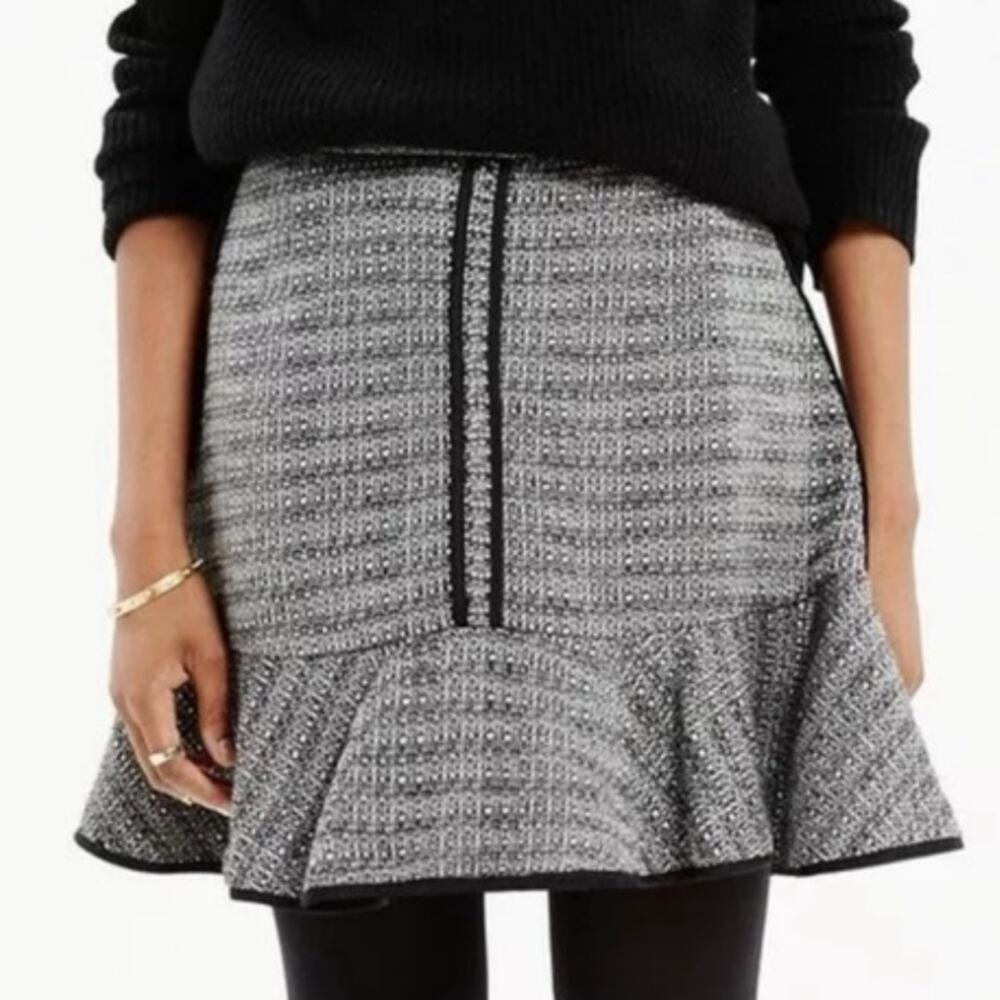 Madewell Plaid Quiet Luxury Ruffle Fit and Flare Skirt Asymmetrical ST12